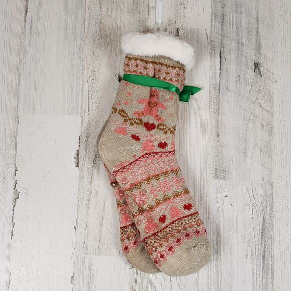 NWT Mari Clare Sherpa Lined Knit Winter Holiday Design No-Slip Slipper Socks - Picture 6 of 7